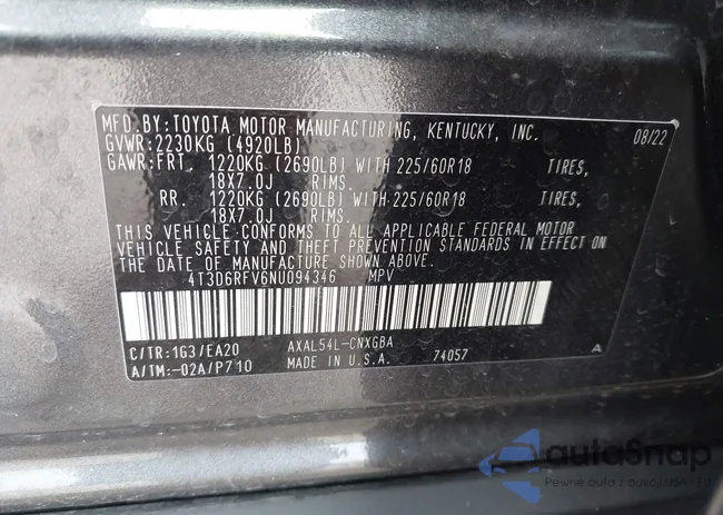 4T3D6RFV6NU094346: 42626365