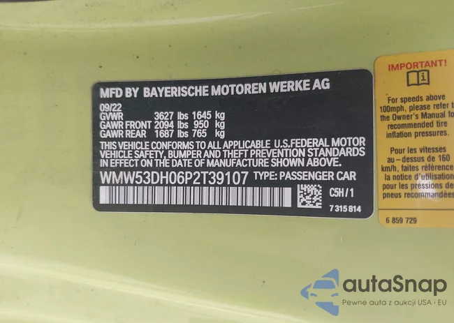 WMW53DH06P2T39107: 42626399