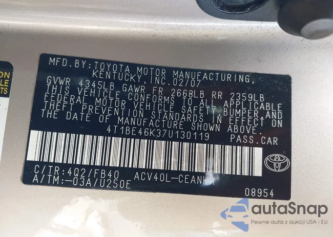 4T1BE46K37U130119: 42626416