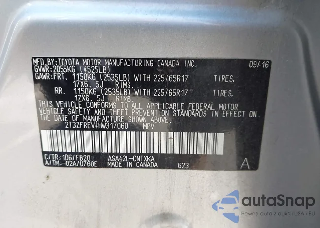 2T3ZFREV4HW317060: 42626666