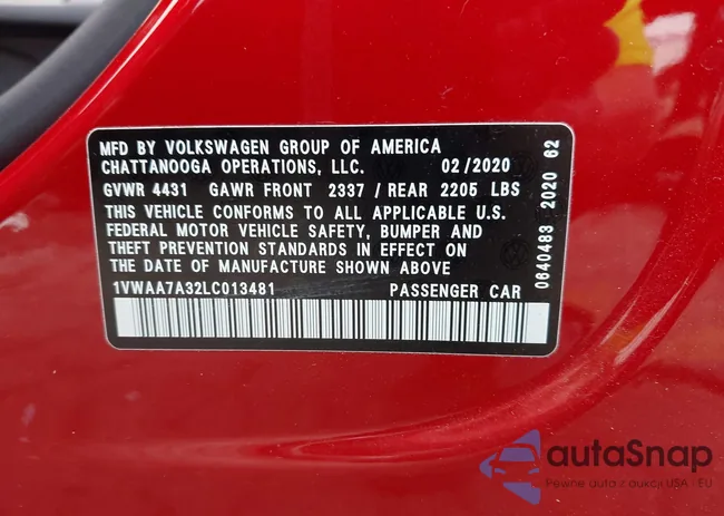 1VWAA7A32LC013481: 42626258