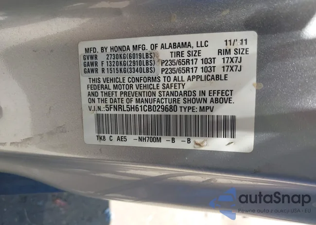 5FNRL5H61CB029680: 42627426