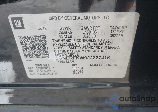 1GNERFKW9JJ227416: 42627509