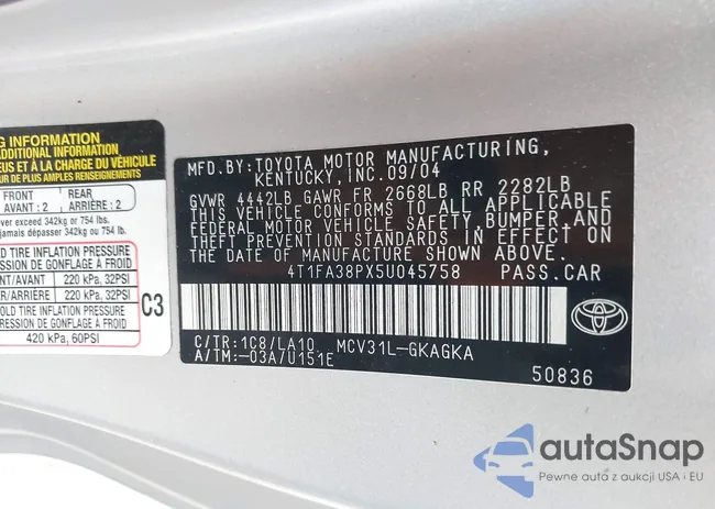 4T1FA38PX5U045758: 42627551