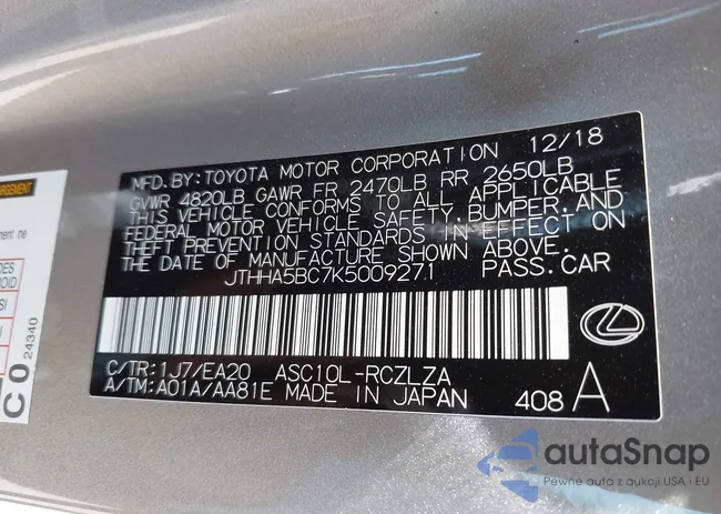 JTHHA5BC7K5009271: 42627630