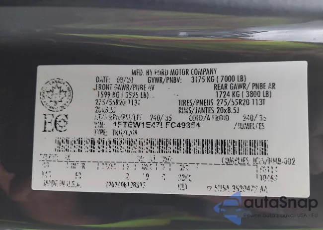 1FTEW1E47LFC49354: 42627807