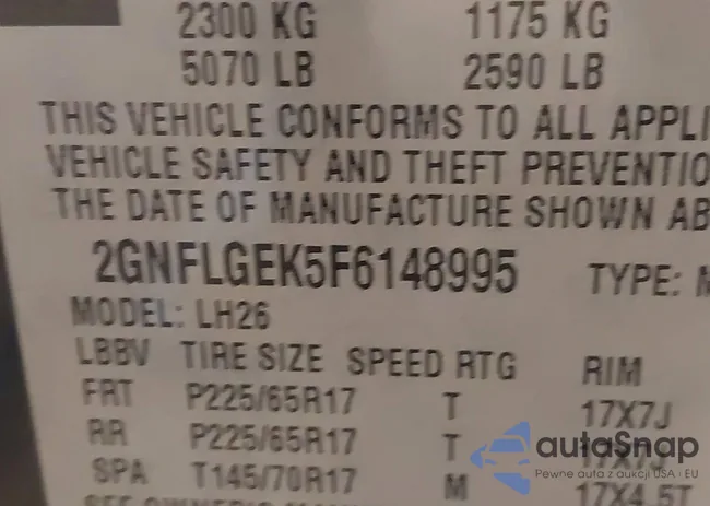 2GNFLGEK5F6148995: 42627846