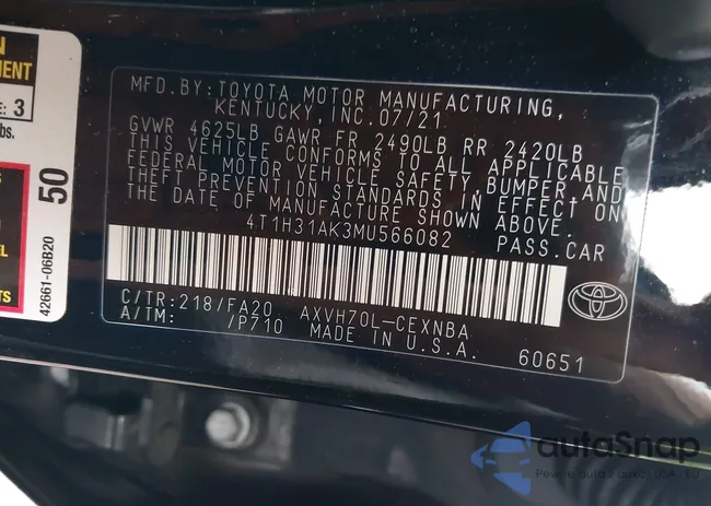 4T1H31AK3MU566082: 42626987