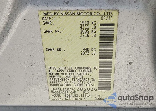 1N4AL3AP7FC285026: 42627022