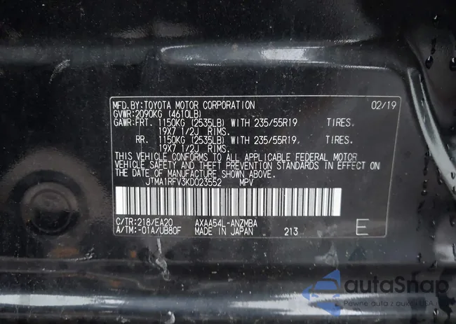 JTMA1RFV3KD023552: 42627118