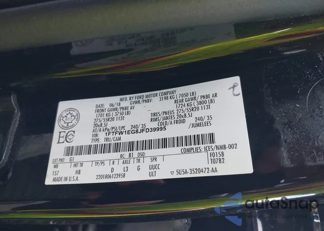 1FTFW1EG8JFD39995: 42627238