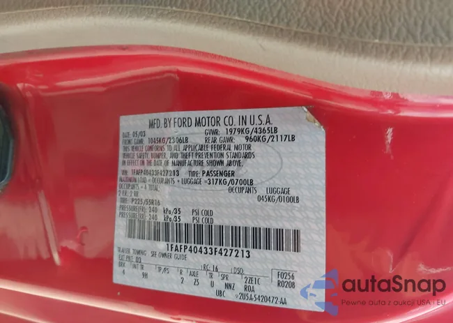 1FAFP40433F427213: 42627251