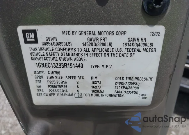 1GNEC13Z93R191440: 42627274