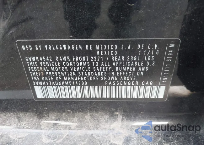 3VWH17AUXHM514700: 42627287