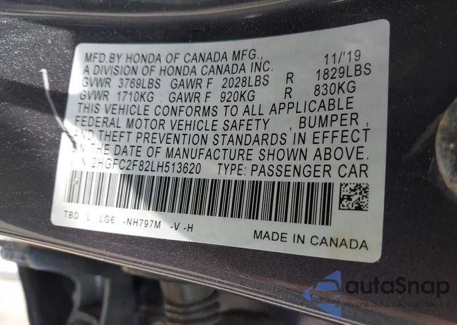 2HGFC2F82LH513620: 42627291