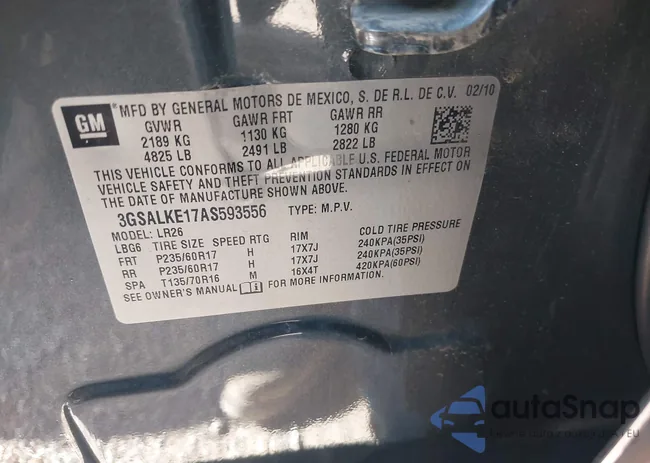 3GSALKE17AS593556: 42627353