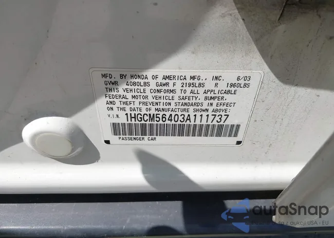 1HGCM56403A111737: 42627361