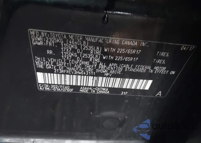 2T3RFREV3HW643111: 42628546