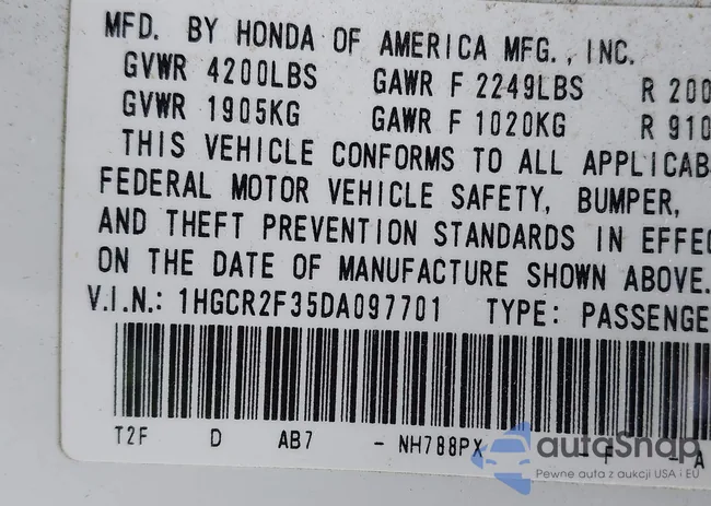 1HGCR2F35DA097701: 42628768