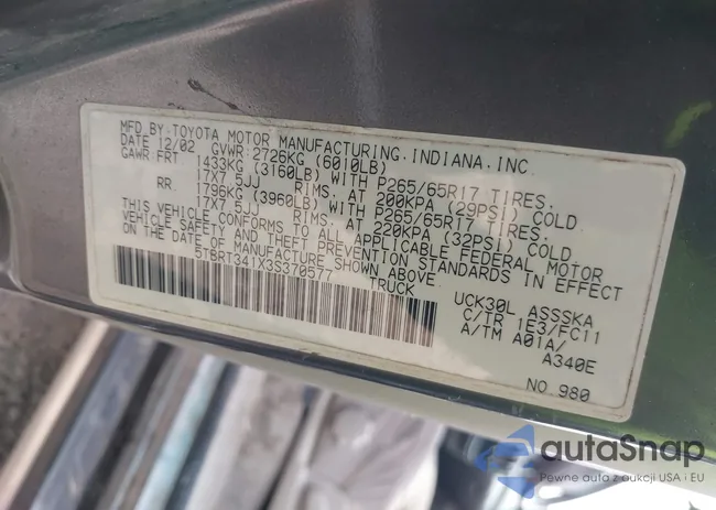 5TBRT341X3S370577: 42628783