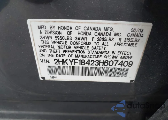 2HKYF18423H607409: 42628067