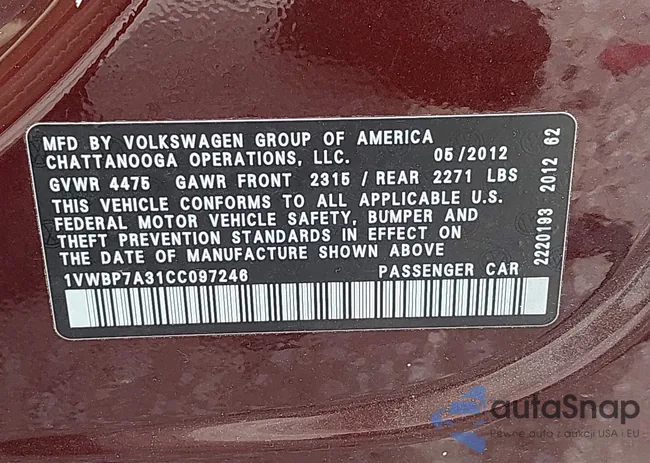 1VWBP7A31CC097246: 42628089