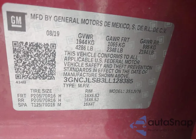 3GNCJLSB3LL128385: 42628140