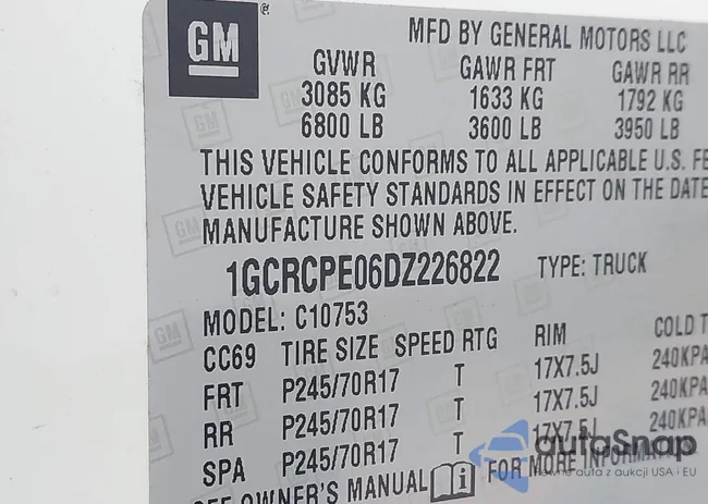 1GCRCPE06DZ226822: 42628160