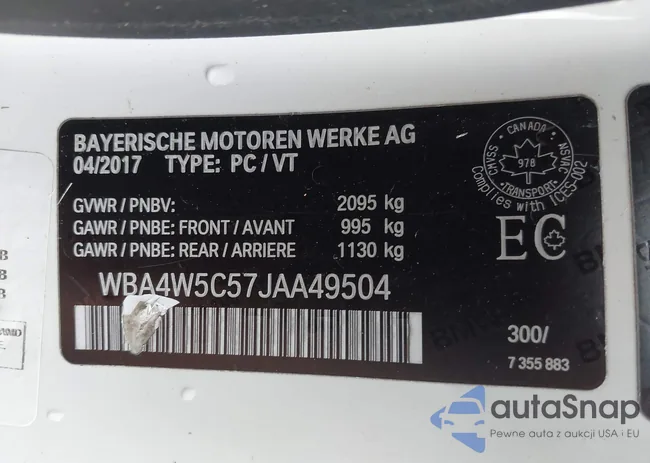 WBA4W5C57JAA49504: 42629449