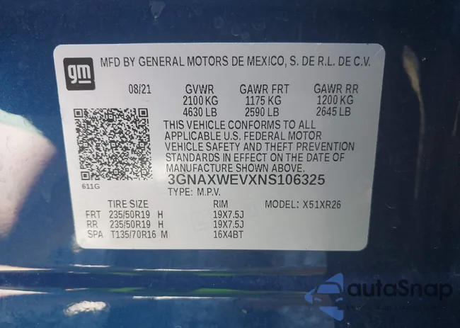 3GNAXWEVXNS106325: 42629498