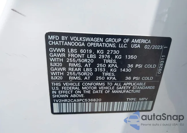 1V2HR2CA9PC536820: 42629724