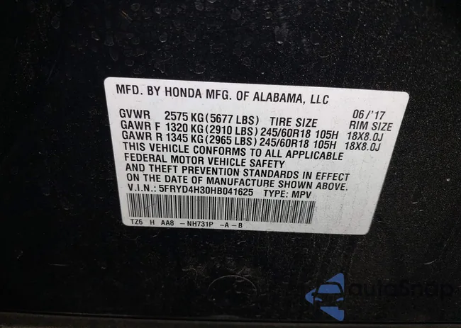 5FRYD4H30HB041625: 42628987