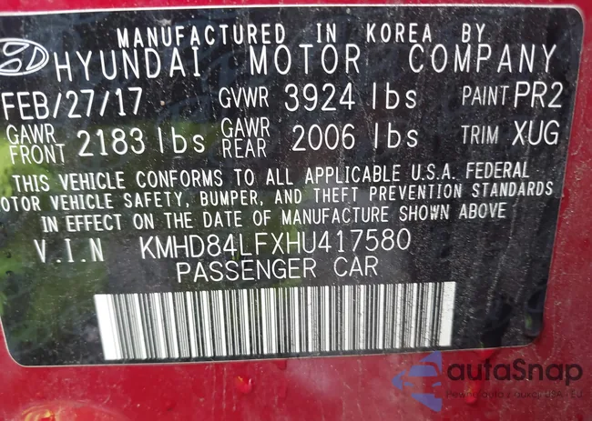 KMHD84LFXHU417580: 42630412