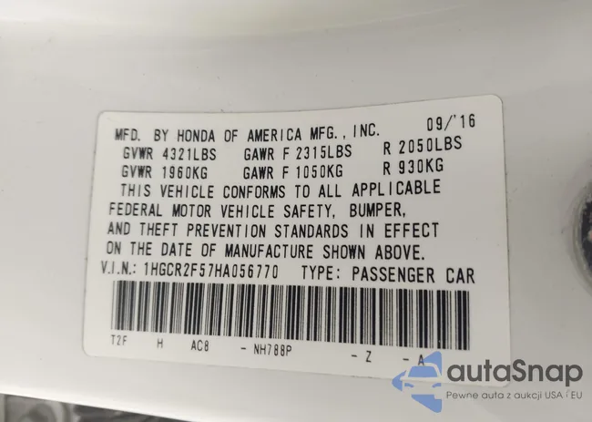 1HGCR2F57HA056770: 42630905