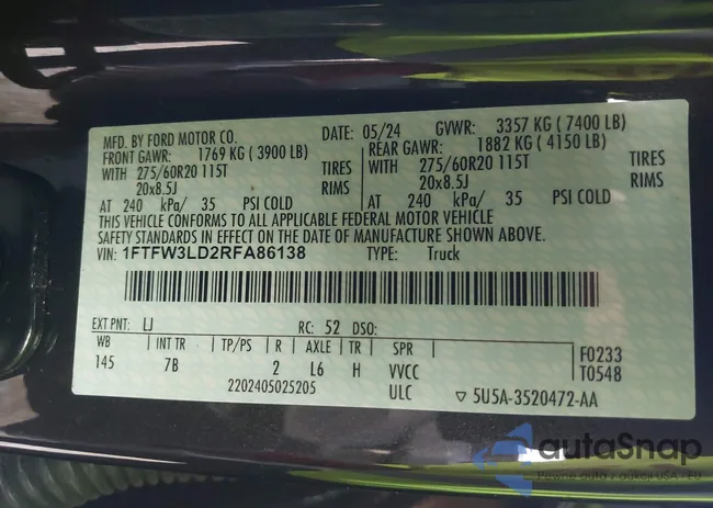 1FTFW3LD2RFA86138: 42630929