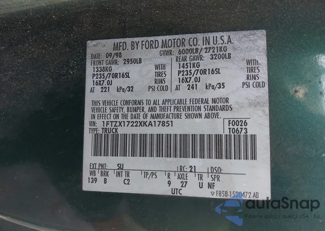 1FTZX1722XKA17851: 42630350