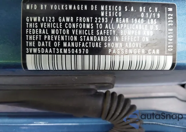 3VW5DAAT3KM504970: 42631477