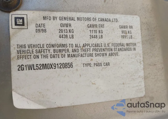 2G1WL52M0X9120856: 42631556