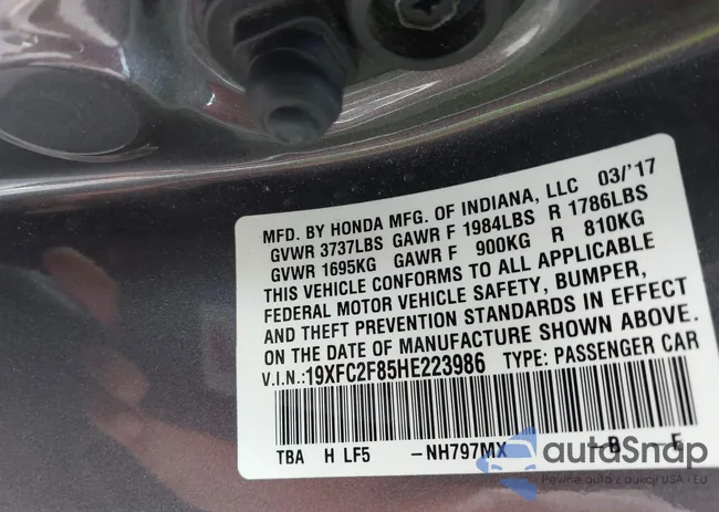 19XFC2F85HE223986: 42631706