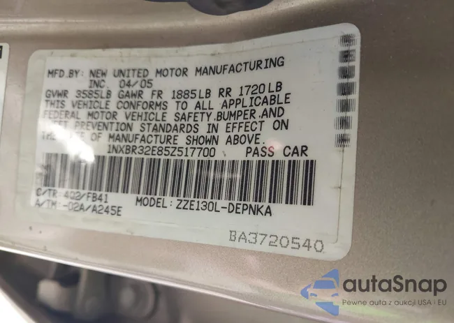 1NXBR32E85Z517700: 42631807