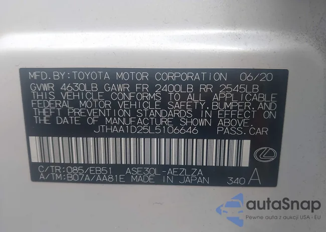 JTHAA1D25L5106646: 42630992