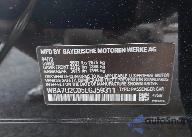 WBA7U2C05LGJ59311: 42631021