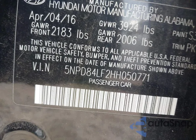 5NPD84LF2HH050771: 42632564