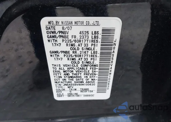 JN8AS58V48W100630: 42632617