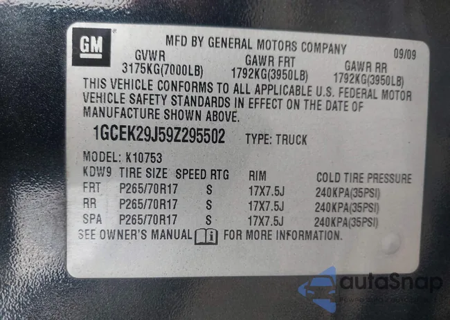 1GCEK29J59Z295502: 42632626
