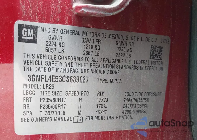 3GNFL4E53CS639037: 42632642