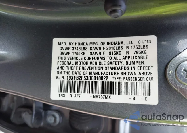 19XFB2F53DE010022: 42632707