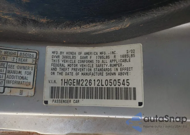 1HGEM22612L050545: 42632734