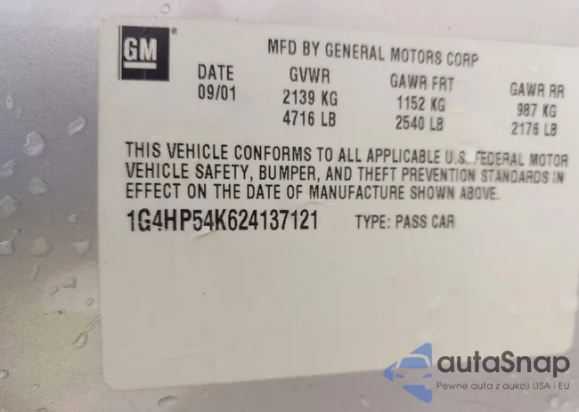 1G4HP54K624137121: 42632821