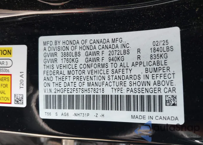 2HGFE2F57SH578218: 42632919